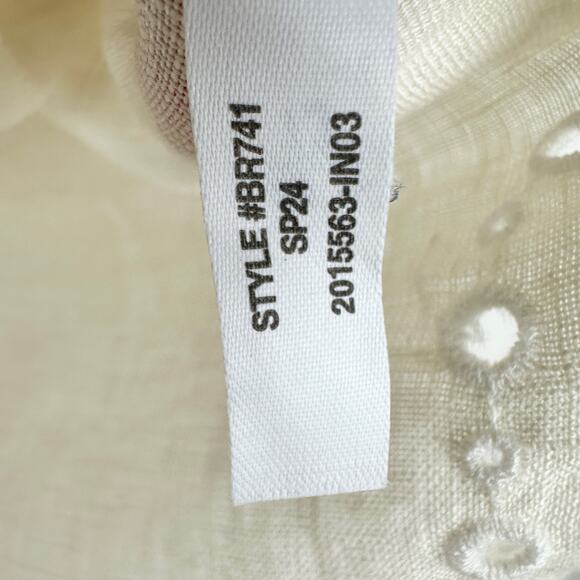 J.Crew Bungalow Embroidered Top Linen Natural Beige Boho Relaxed Small NWT - Picture 6 of 11